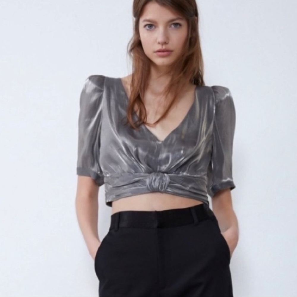 Shimmery Silver Zara crop top